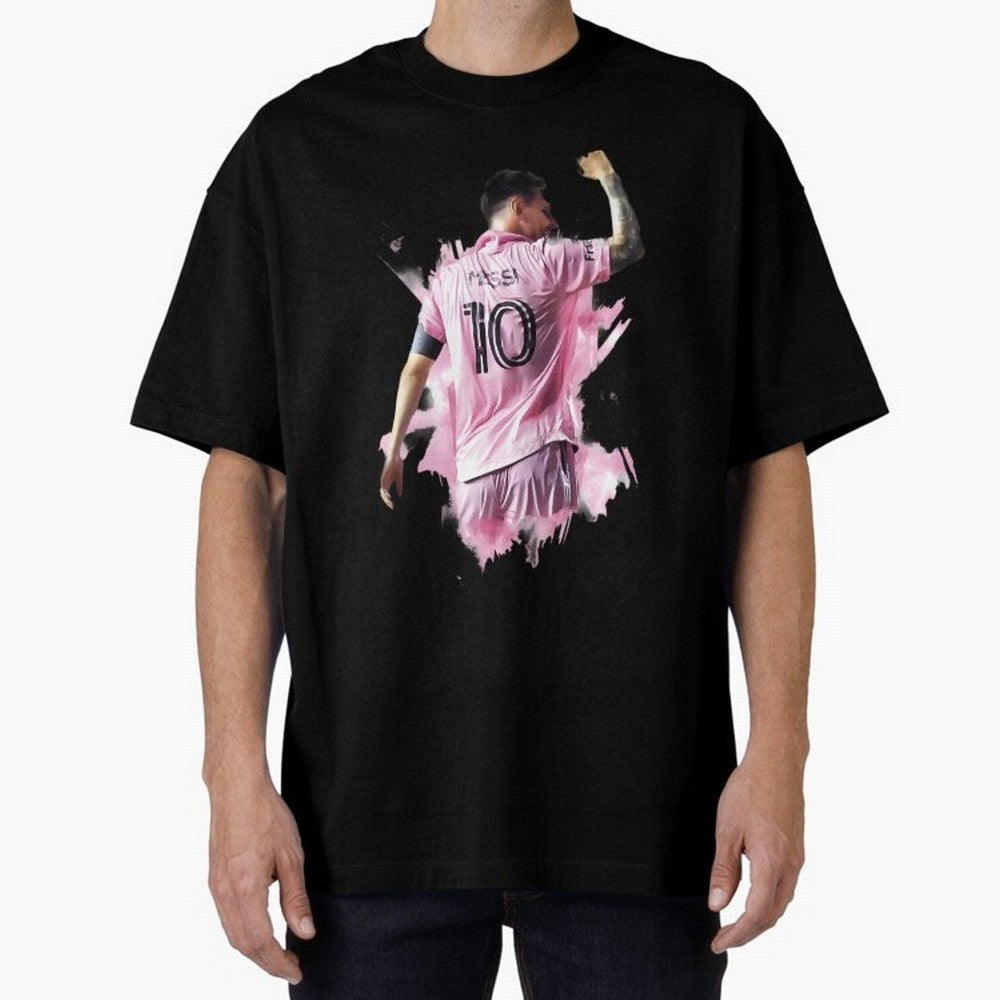 Messi Inter Miami Celebration Art ¨C Football Legend in Pink Jersey Classic T-Shirt Turn Up for Global Football Passion for FIFA World Cup 2026, Filled with Haaland, Portugal, Spain and Germany, Goal Celebration Energy, Supporter Heritage, Football