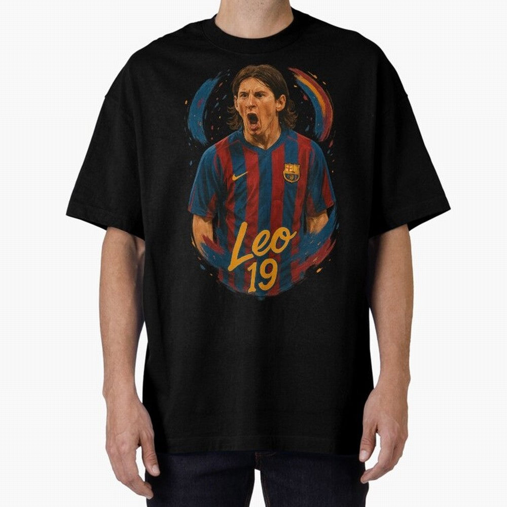 Young Messi Barcelona Art ¨C Rising Legend in Number 19 Tribute	 Classic T-Shirt Step into FIFA World Cup 2026 Spirit, Centered on Argentina, France and Brazil, Messi and Cristiano Ronaldo, Goal Celebration Energy, Supporter Heritage, Football