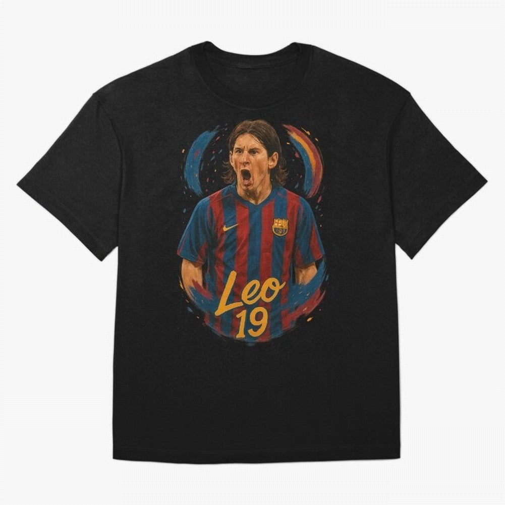 Young Messi Barcelona Art ¨C Rising Legend in Number 19 Tribute	 Classic T-Shirt Step into FIFA World Cup 2026 Spirit, Centered on Argentina, France and Brazil, Messi and Cristiano Ronaldo, Goal Celebration Energy, Supporter Heritage, Football