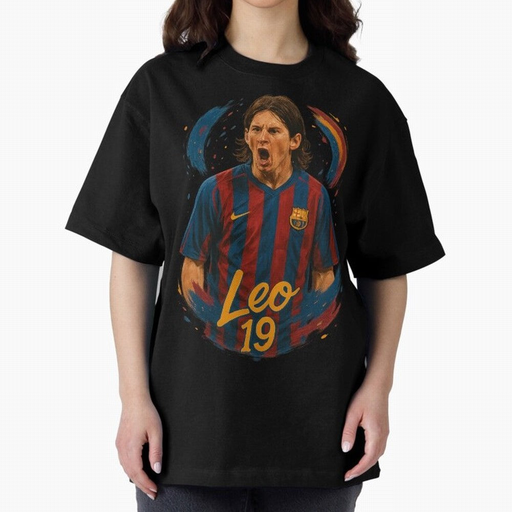 Young Messi Barcelona Art ¨C Rising Legend in Number 19 Tribute	 Classic T-Shirt Step into FIFA World Cup 2026 Spirit, Centered on Argentina, France and Brazil, Messi and Cristiano Ronaldo, Goal Celebration Energy, Supporter Heritage, Football