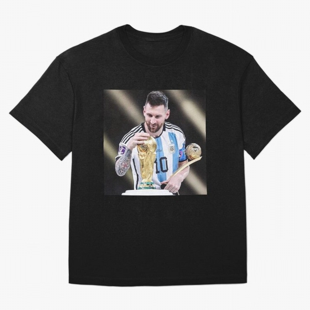 Messi Classic T-Shirt Stand with Global Football Passion for FIFA World Cup 2026 Group Stage, Inspired by Messi, CR7 and Mbappe, Portugal, Football Festival Excitement, Trophy Ambitions, Country Rivalries and Star Player Buzz; Ideal for Passionate