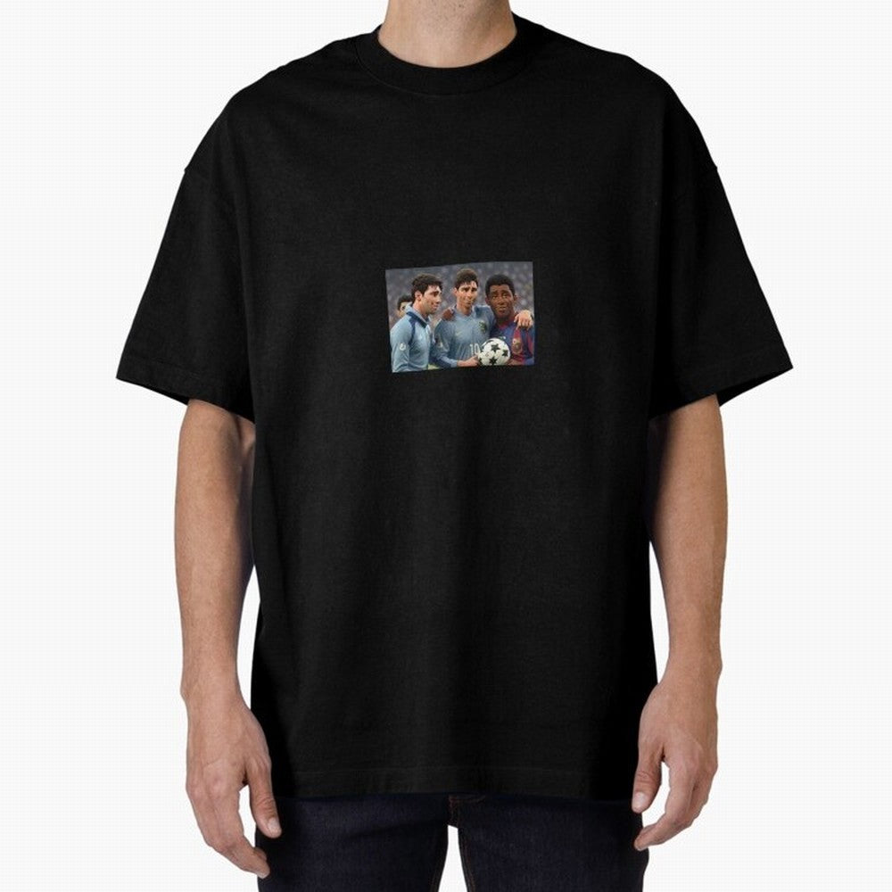 History Oversized T-Shirt Fuel Global Football Passion for FIFA World Cup 2026 USA Canada Mexico, Centered on Messi and Cristiano Ronaldo, Portugal, Championship Spirit, Famous Goals, Roaring Crowds and International Football Unity; Made for