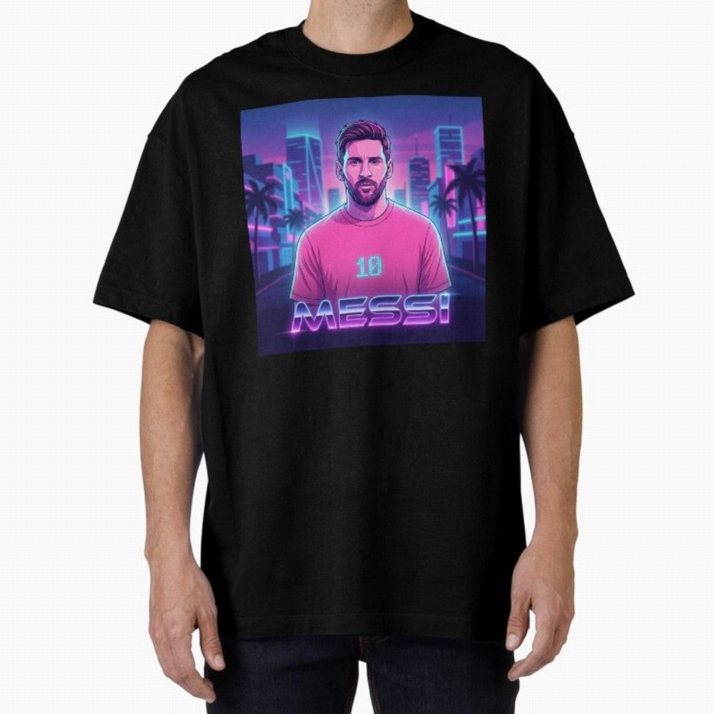 Inter Miami? Football Legend Messi Cyberpunk Retro Futurist Design (Version 2) Classic T-Shirt Show Passion for the Stars of FIFA World Cup 2026 USA Canada Mexico Made for Messi, CR7 and Mbappe, Netherlands Energy, Match Day Excitement, Supporter