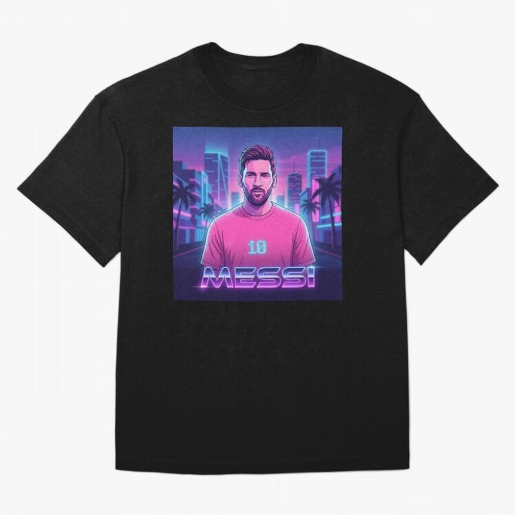 Inter Miami? Football Legend Messi Cyberpunk Retro Futurist Design (Version 2) Classic T-Shirt Show Passion for the Stars of FIFA World Cup 2026 USA Canada Mexico Made for Messi, CR7 and Mbappe, Netherlands Energy, Match Day Excitement, Supporter