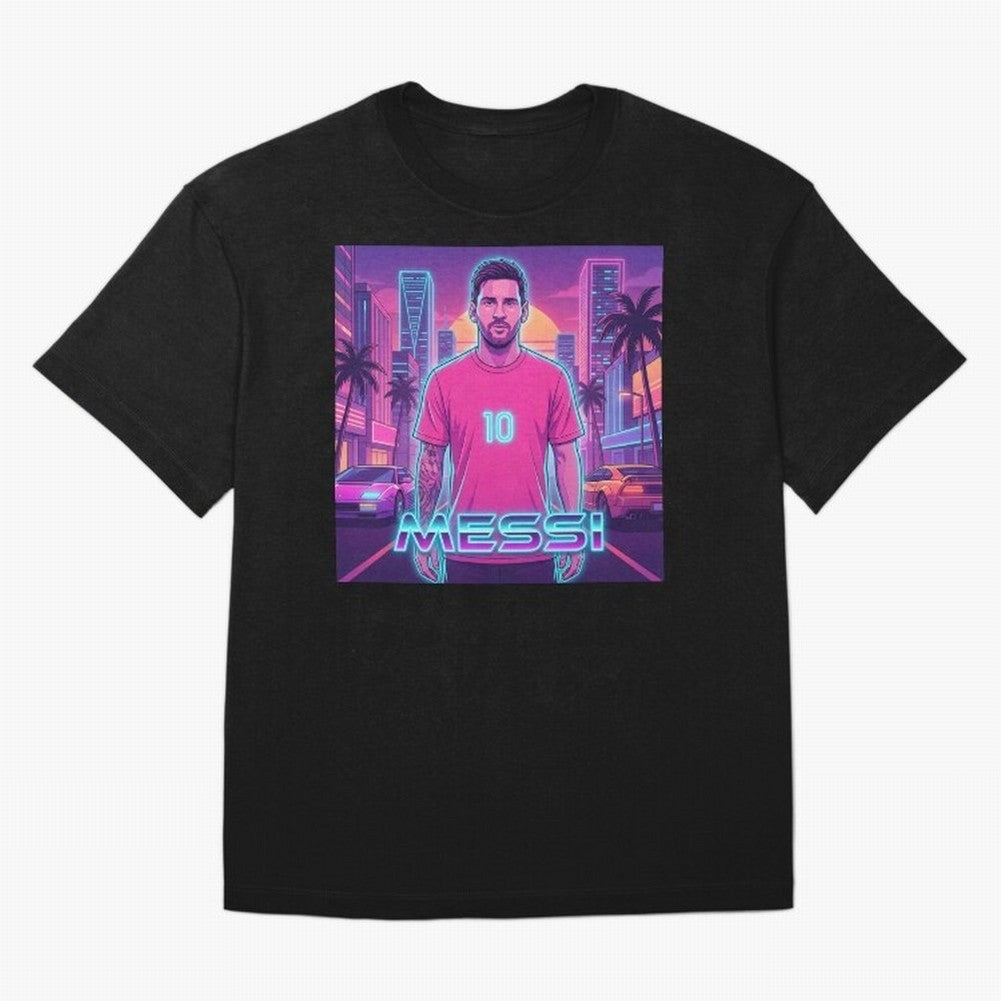 Inter Miami? Football Legend Messi Cyberpunk Retro Futurist Design (Version 3) Classic T-Shirt Represent Fans Who Live for Global Football Passion for FIFA World Cup 2026 Group Stage, Filled with Cristiano Ronaldo, Haaland and CR7, Germany, Match