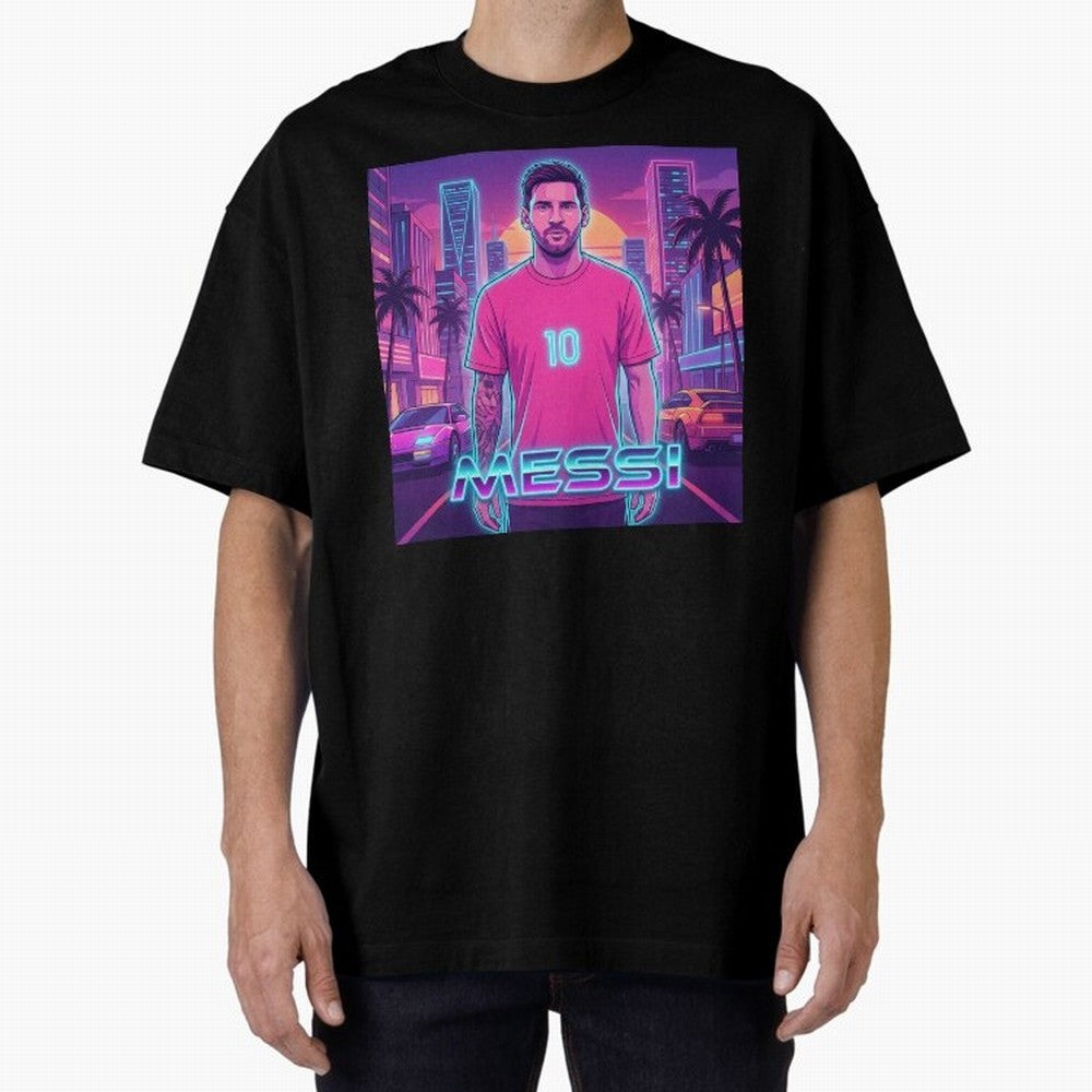 Inter Miami? Football Legend Messi Cyberpunk Retro Futurist Design (Version 3) Classic T-Shirt Represent Fans Who Live for Global Football Passion for FIFA World Cup 2026 Group Stage, Filled with Cristiano Ronaldo, Haaland and CR7, Germany, Match