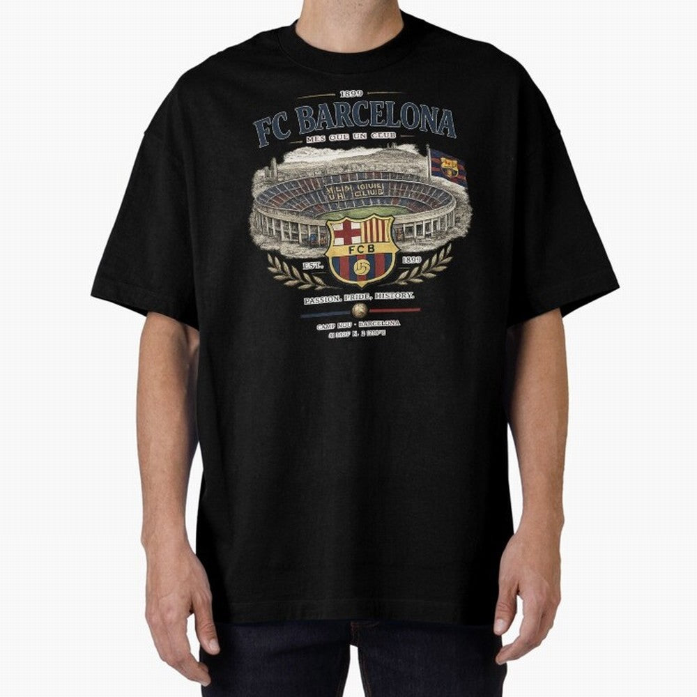 FC Barcelona Vintage Football Streetwear Oversized T-Shirt Share the Excitement of FIFA World Cup 2026 USA Canada Mexico Spirit, Filled with England, France and Netherlands, Mbappe and Neymar, Vintage Soccer Flavor, Modern Football Stars, National