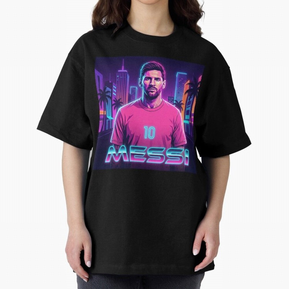 Inter Miami? Football Legend Messi Cyberpunk Retro Futurist Design (Version 4) Classic T-Shirt Show Championship Spirit for FIFA World Cup 2026 Group Stage Featuring Mbappe, France Energy, Worldwide Fan Energy, Dramatic Goals, Stadium Lights and