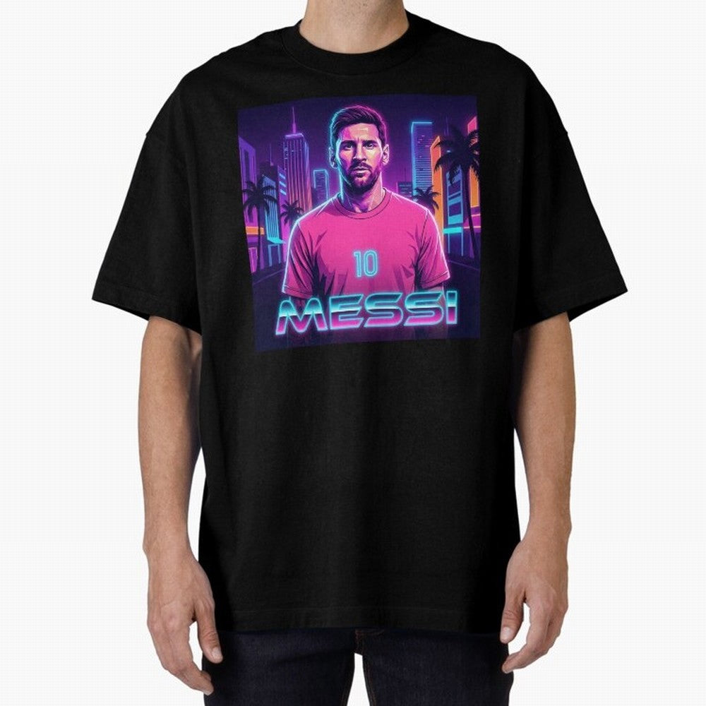 Inter Miami? Football Legend Messi Cyberpunk Retro Futurist Design (Version 4) Classic T-Shirt Show Championship Spirit for FIFA World Cup 2026 Group Stage Featuring Mbappe, France Energy, Worldwide Fan Energy, Dramatic Goals, Stadium Lights and