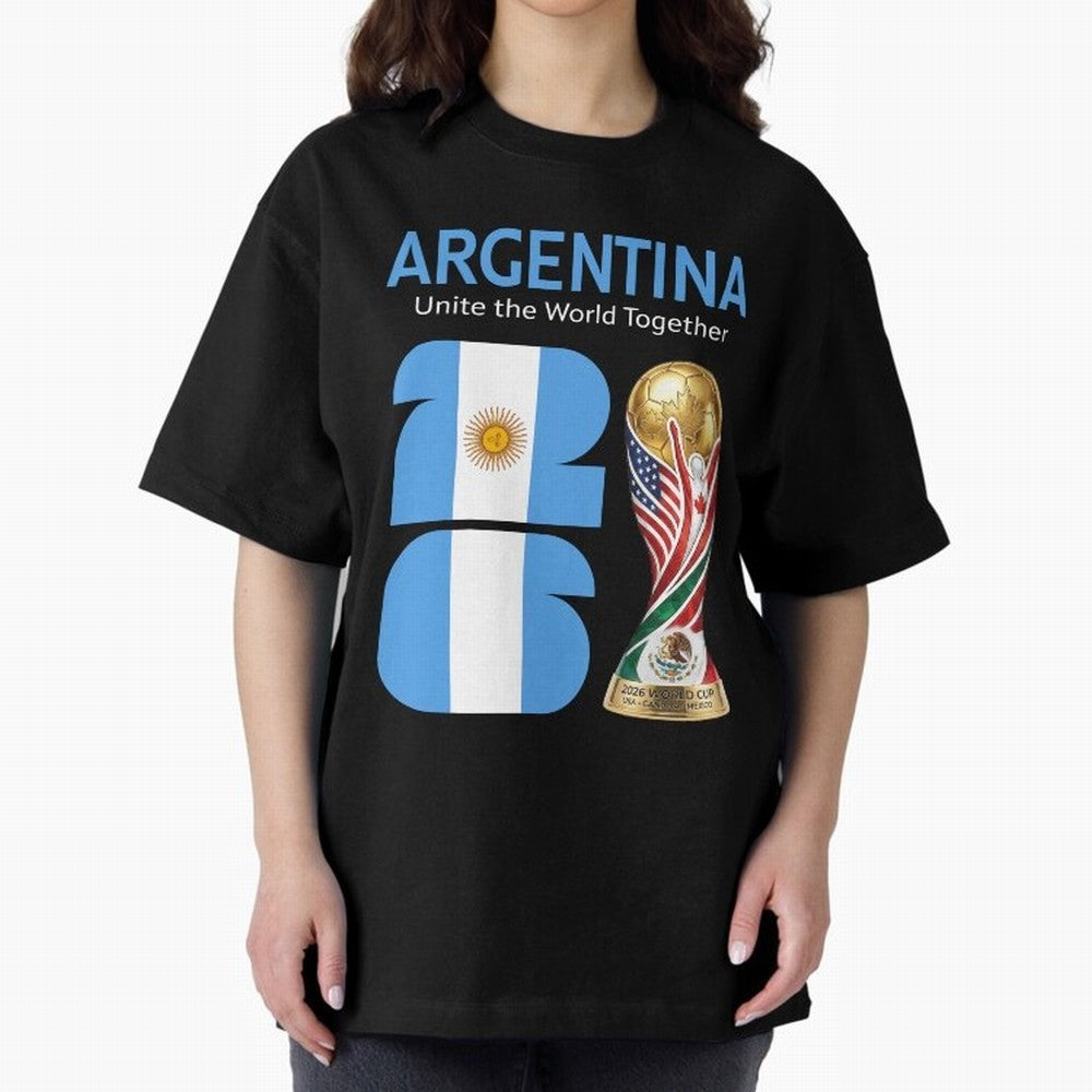 World Cup 2026, ARGENTINA Oversized T-Shirt Fuel the Hype around Global Football Passion for FIFA World Cup 2026 USA Canada Mexico, Filled with Haaland and Mbappe, Brazil, Portugal and Argentina, Sports Nostalgia, International Competition, Famous