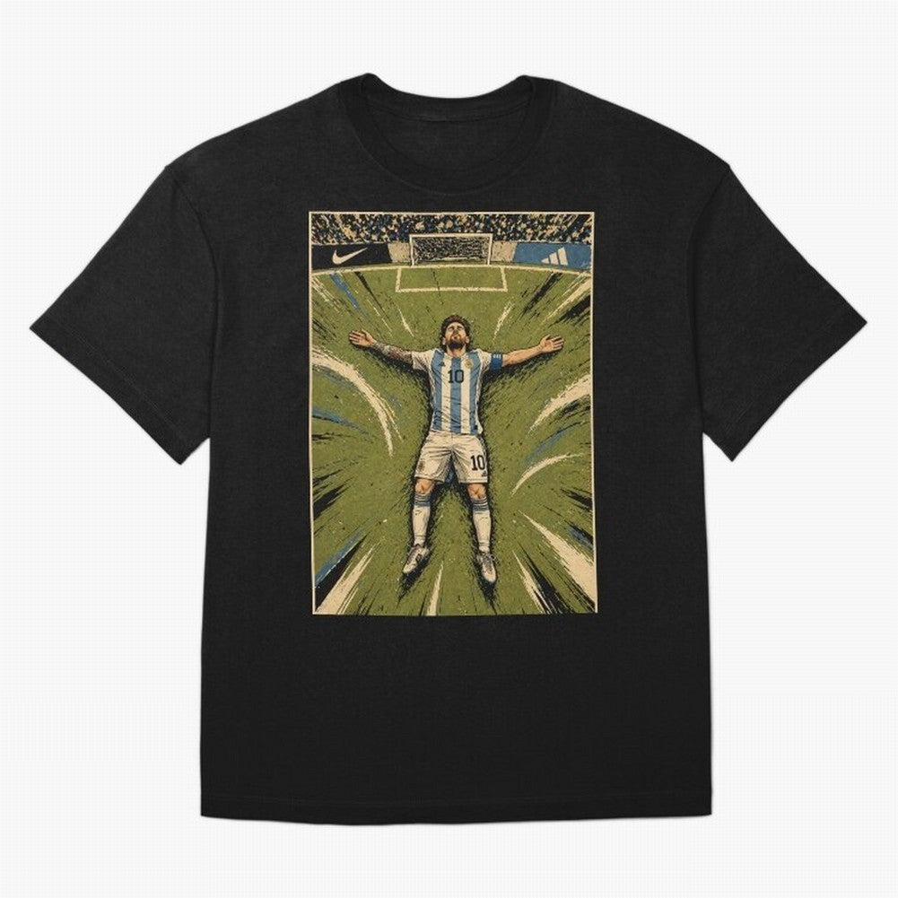 Messi Argentine Football Legend Celebration Poster | Vintage Comic Soccer Champion Art Classic T-Shirt Cheer through Every Moment of FIFA World Cup 2026 Group Stage with Messi and Cristiano Ronaldo, Argentina Energy, Goal Celebration Energy,
