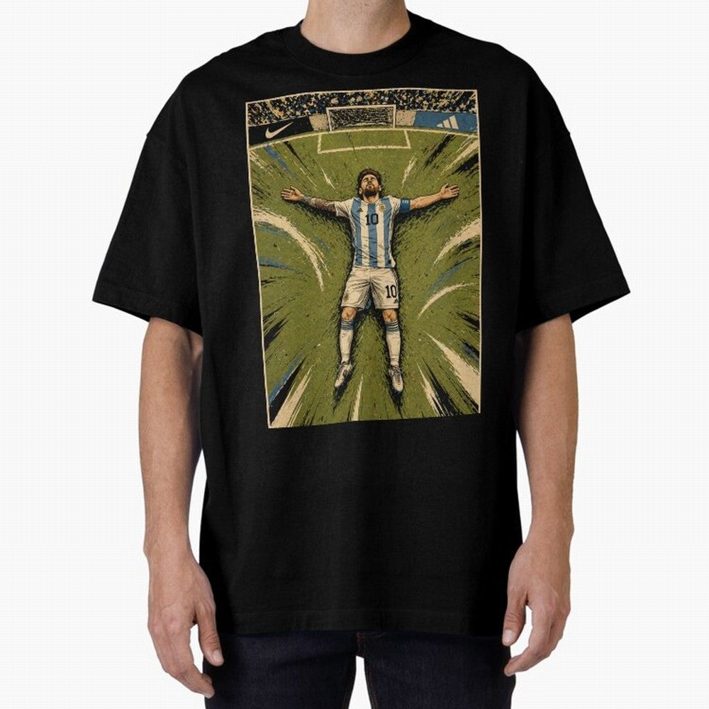 Messi Argentine Football Legend Celebration Poster | Vintage Comic Soccer Champion Art Classic T-Shirt Cheer through Every Moment of FIFA World Cup 2026 Group Stage with Messi and Cristiano Ronaldo, Argentina Energy, Goal Celebration Energy,