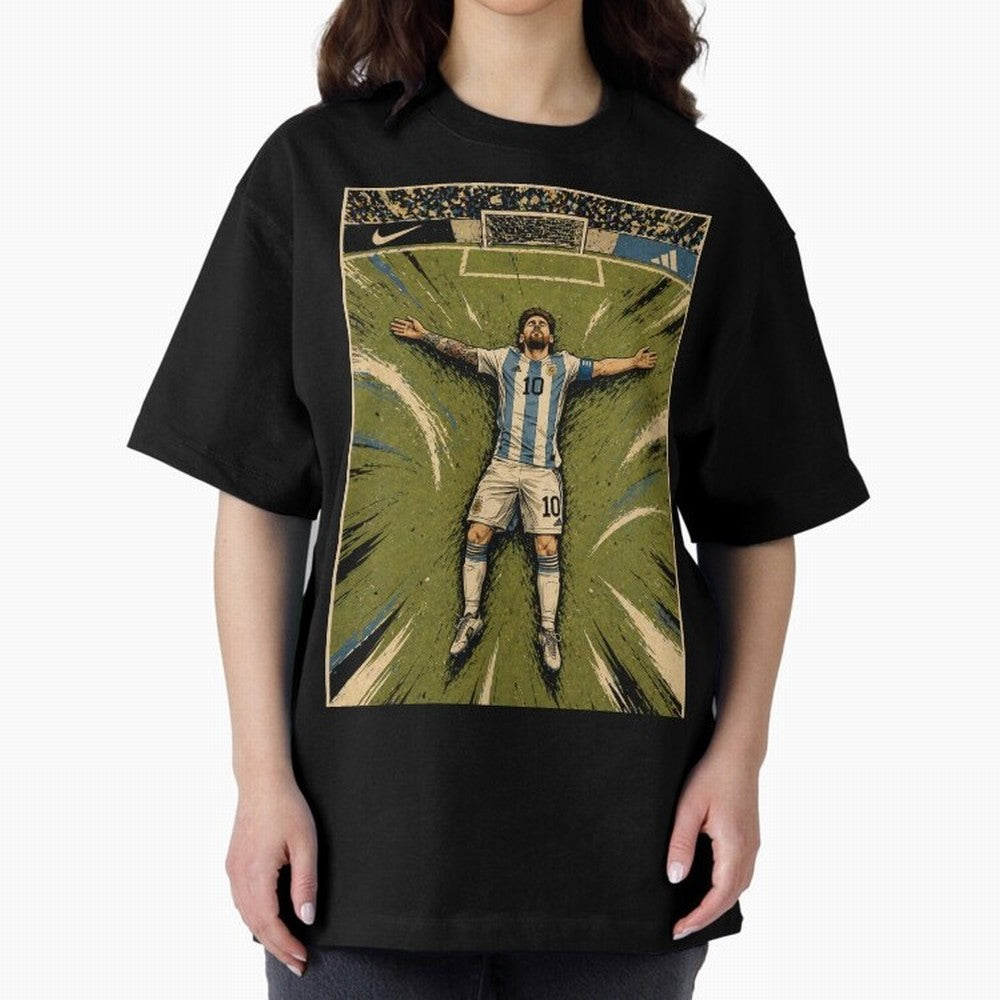 Messi Argentine Football Legend Celebration Poster | Vintage Comic Soccer Champion Art Classic T-Shirt Cheer through Every Moment of FIFA World Cup 2026 Group Stage with Messi and Cristiano Ronaldo, Argentina Energy, Goal Celebration Energy,