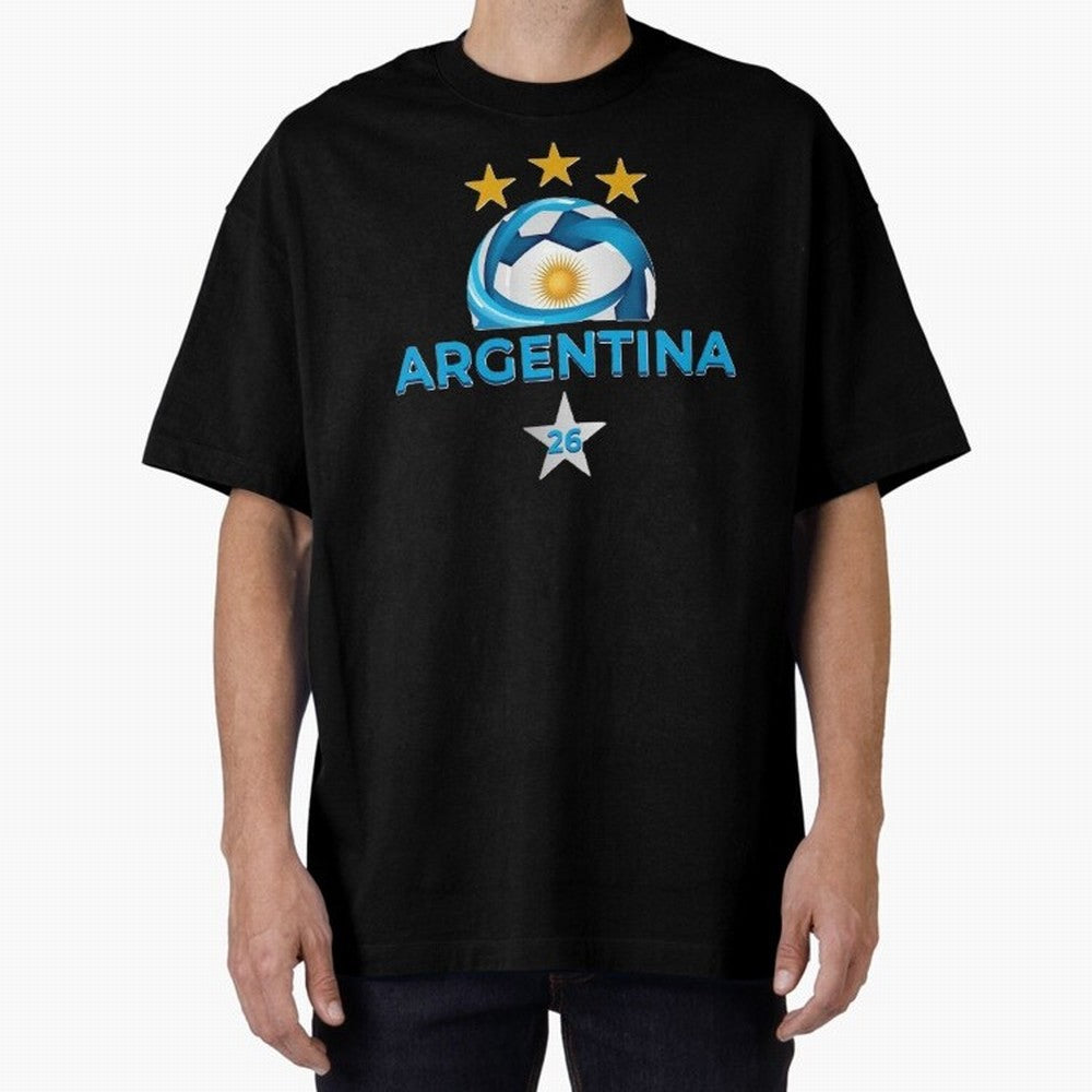 Argentina 2026 Stars Oversized T-Shirt Fuel Global Football Passion for FIFA World Cup 2026, Made for Neymar, Netherlands, Football History, Final Match Energy, Crowd Noise and Once in a Lifetime Moments; Perfect for Fans, Collectors, Family