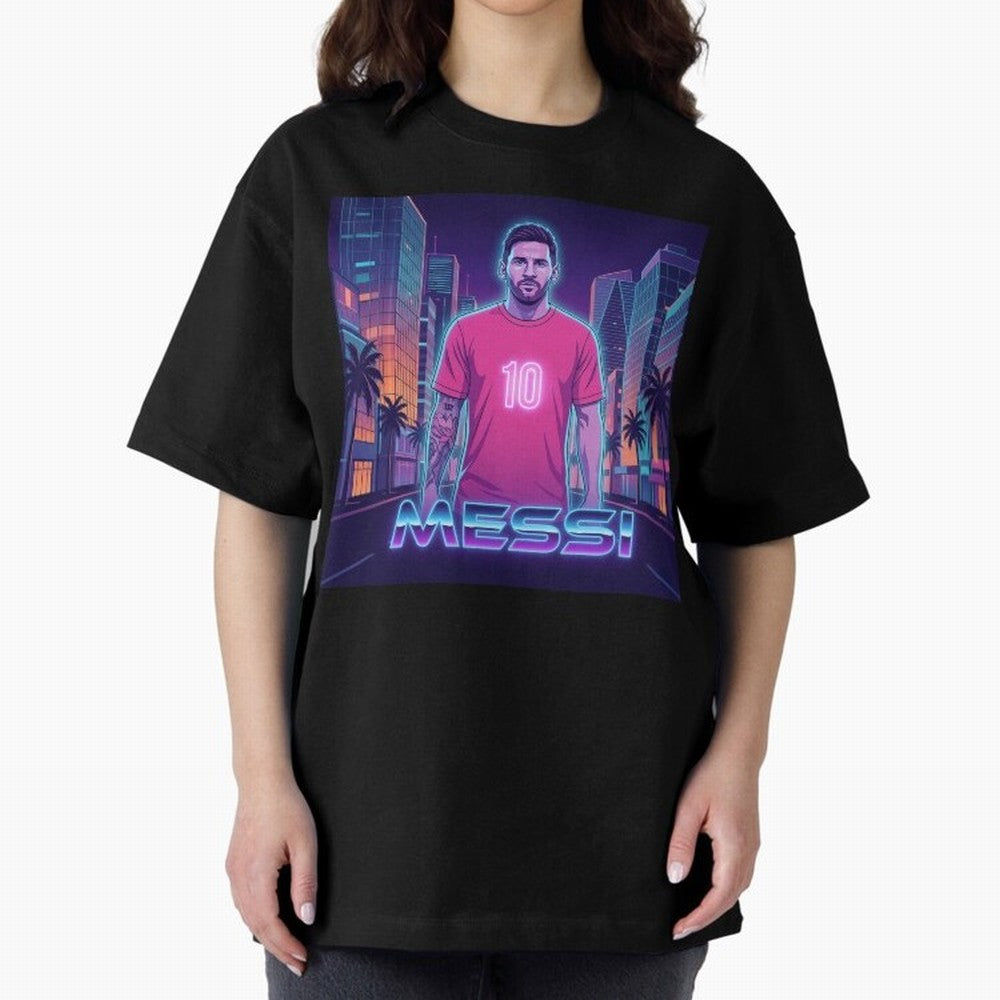 Inter Miami Football Legend Messi Cyberpunk Retro Futurist Design Classic T-Shirt Keep the Legacy of Global Football Passion for FIFA World Cup 2026 Group Stage, Celebrating CR7 and Messi, France and Portugal, Supporter Pride, Iconic Celebrations,