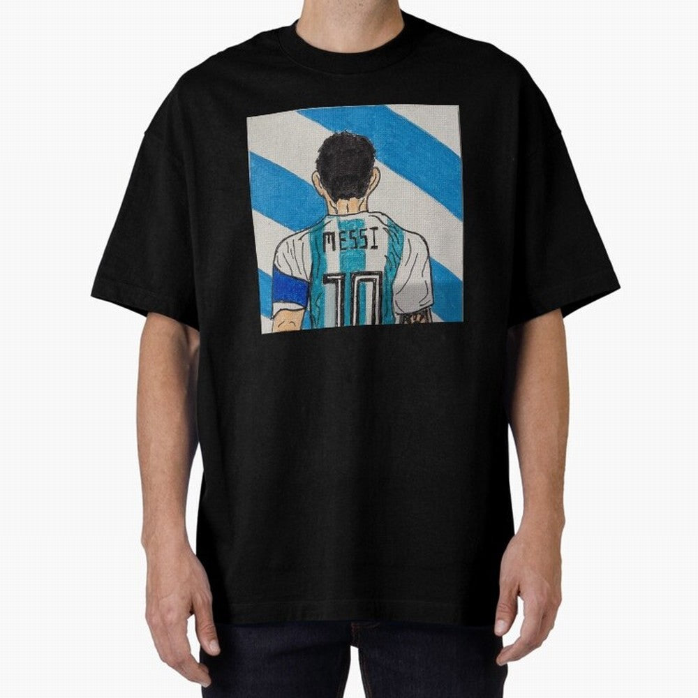 Messi Artwork Oversized T-Shirt Carry the Dream of FIFA World Cup 2026 Group Stage Spirit, Inspired by France and Portugal, Cristiano Ronaldo, Game Day Rituals, Football Legends, Country Pride and the Road to the Final; Ideal for Football Dads,