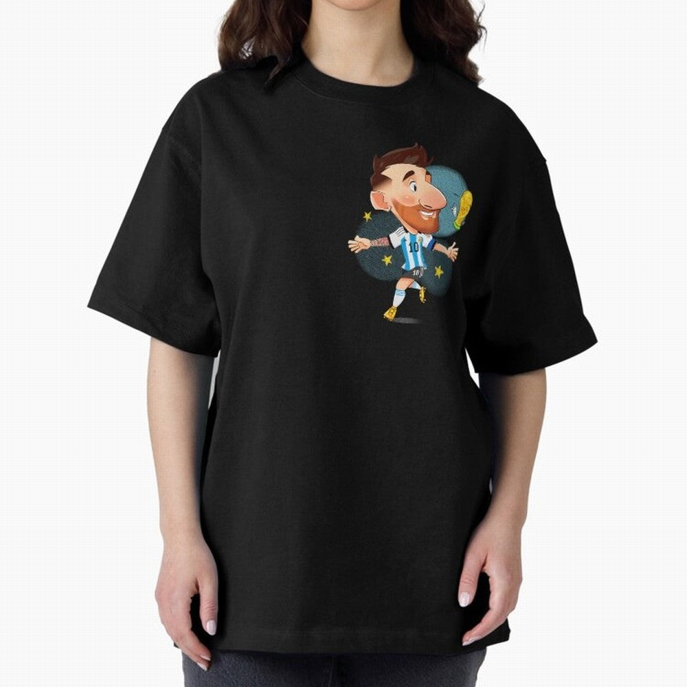 Messi GOAT Oversized T-Shirt Bring FIFA World Cup 2026 Spirit, Featuring Spain and Netherlands, Cristiano Ronaldo, Goal Celebration Energy, Supporter Heritage, Football Icons and Worldwide Tournament Joy; Great for Supporters Who Love Legendary