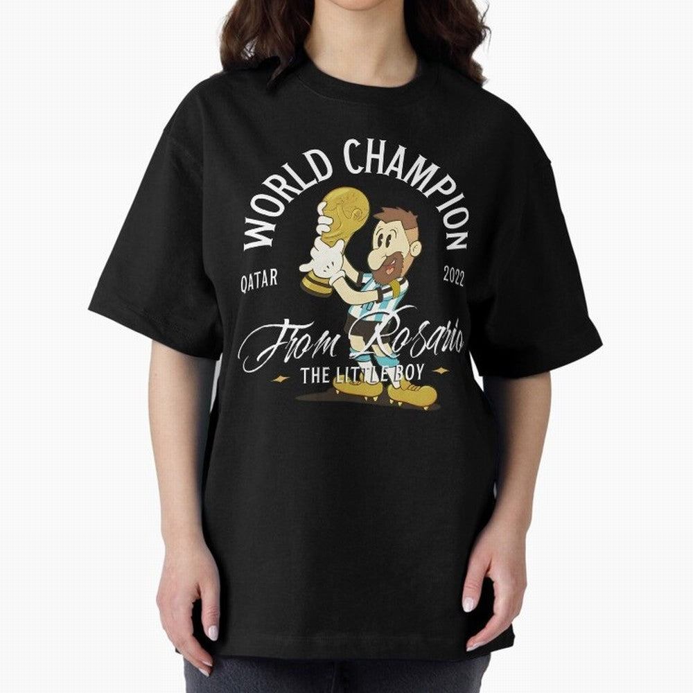 The little boy from Rosario Oversized T-Shirt Stand Out with Spirit from Global Football Passion for FIFA World Cup 2026, Inspired by Haaland, Brazil, Match Day Excitement, Supporter Culture, Golden Goals and Global Football Passion; Perfect for