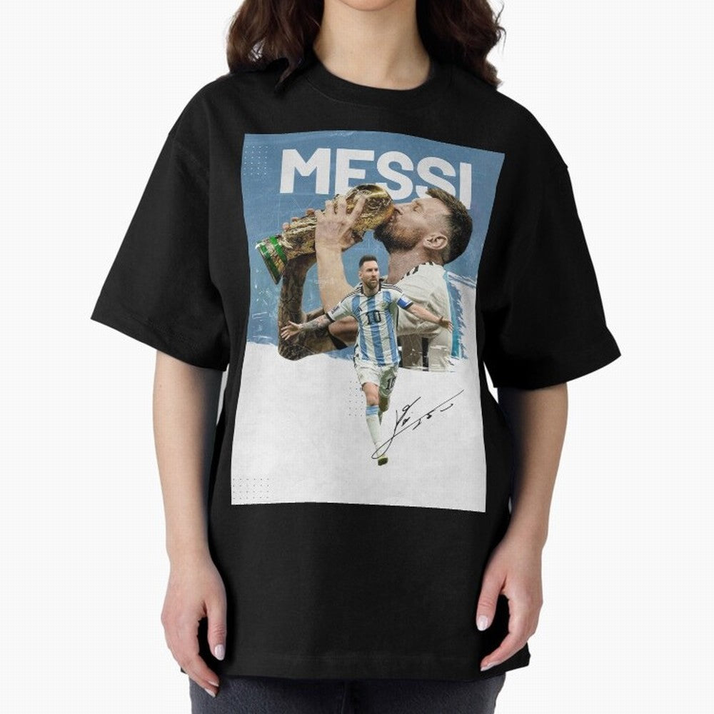 Messi Oversized T-Shirt Honor Football Greatness during Match Day Hype around FIFA World Cup 2026 Group Stage, CR7, England, France and Netherlands, Worldwide Fan Energy, Dramatic Goals, Stadium Lights and Championship Celebrations; Perfect for