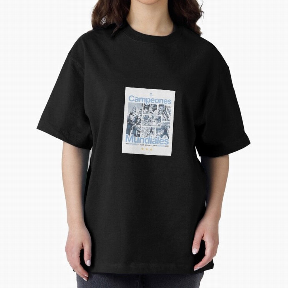 Argentina Qatar 2022 Oversized T-Shirt Celebrate the Road through FIFA World Cup 2026 Group Stage for Fans of Mbappe and Neymar and Spain, Bringing Football Passion, Legendary Performances, Festival Vibes and Supporter Community; Perfect for People