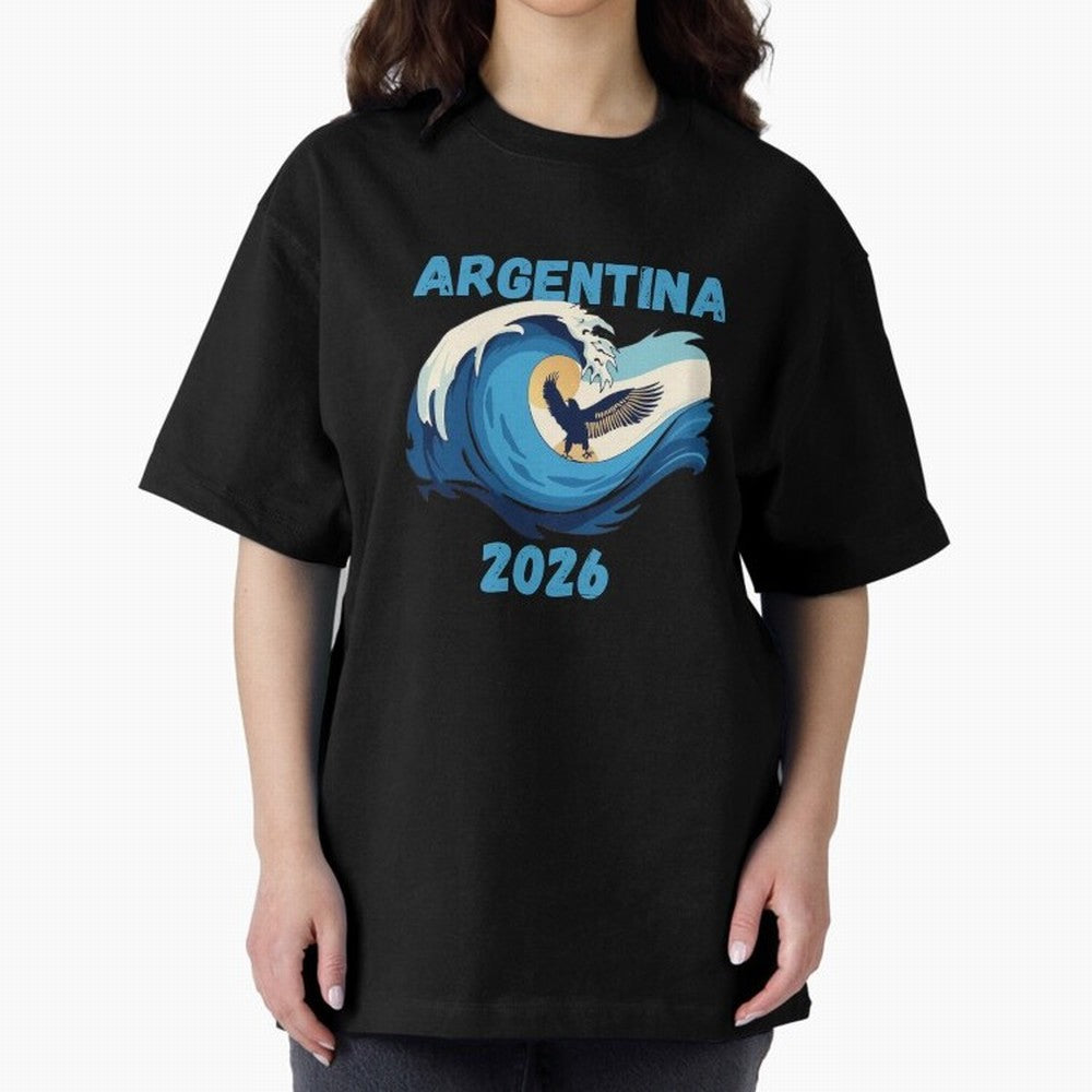 Camiseta y Calcoman¨ªa Argentina - Dise?o Bandera Albiceleste para Hinchas. Oversized T-Shirt Elevate Match Day Hype around FIFA World Cup 2026 Group Stage, Messi, Neymar and Mbappe, Argentina and Brazil, Tournament Hype, Historic Matchups, Family
