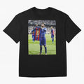 Lional Messi Poster Design Oversized T-Shirt Treasure the FIFA World Cup 2026 USA Canada Mexico Journey through Messi, CR7 and Mbappe Highlights, Spain and Netherlands Pride, Champion Mindset, Group Stage Buzz, Knockout Tension and Passionate Fan