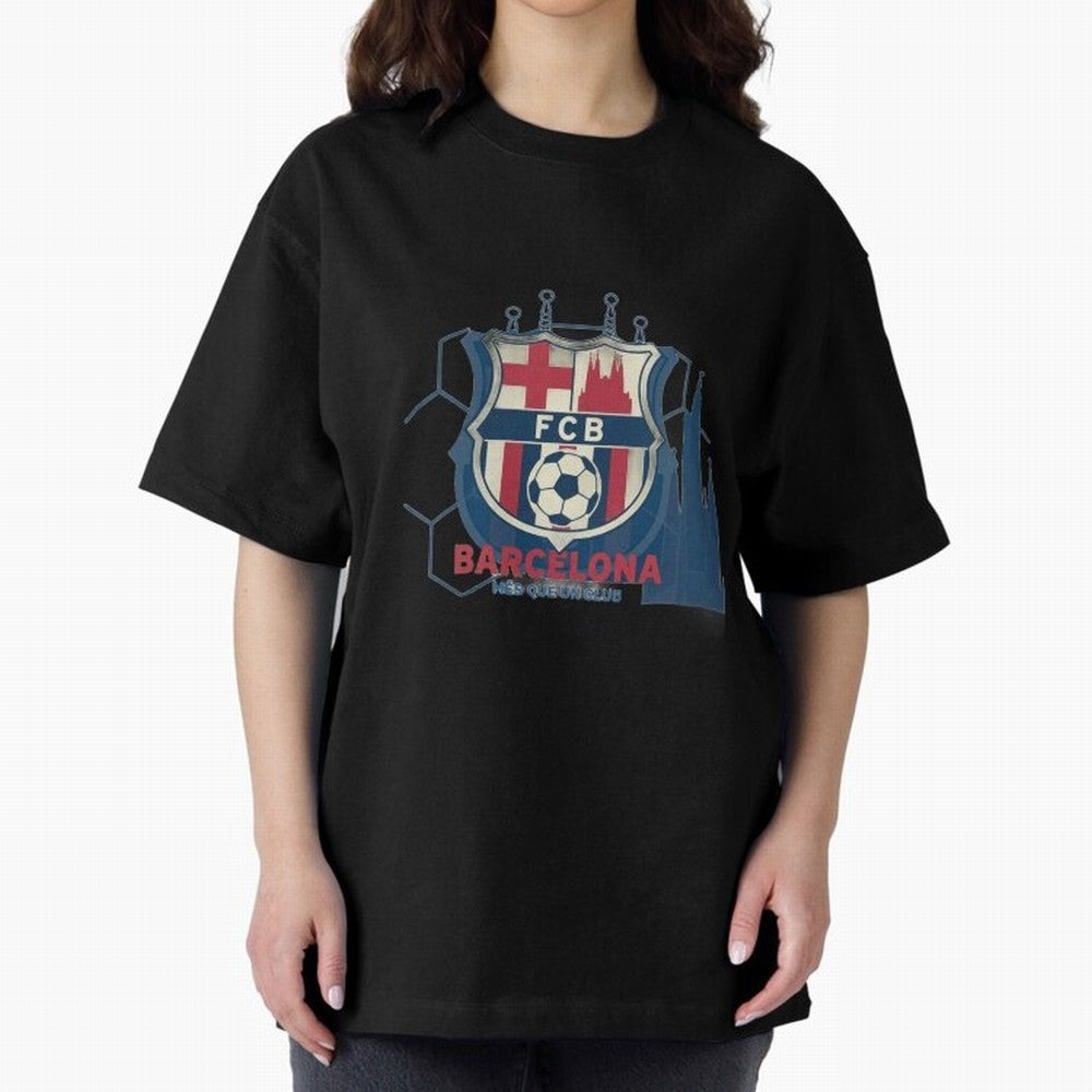 FCB Minimalist - Football Fan Design Oversized T-Shirt Feel the Heartbeat of the FIFA World Cup 2026 USA Canada Mexico Journey through Haaland Highlights, Spain and Netherlands Pride, Tournament Hype, Historic Matchups, Family Viewing Parties and