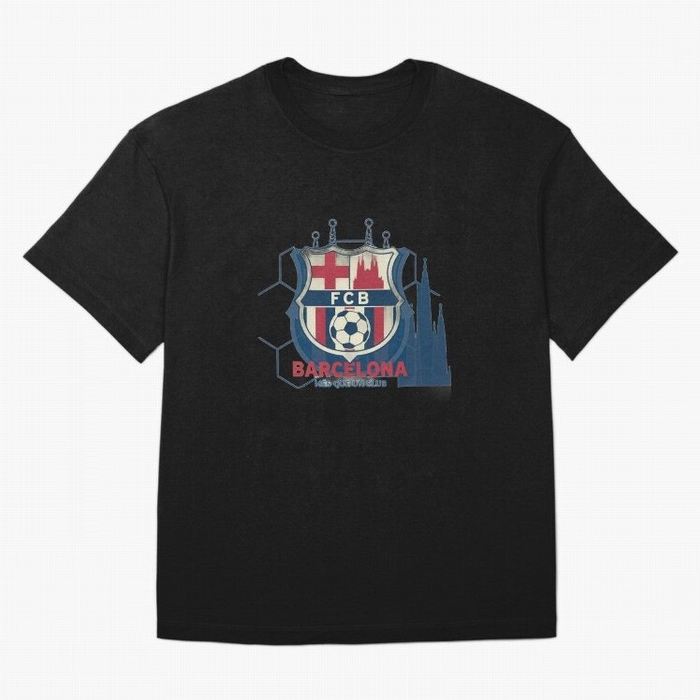 FCB Minimalist - Football Fan Design Oversized T-Shirt Feel the Heartbeat of the FIFA World Cup 2026 USA Canada Mexico Journey through Haaland Highlights, Spain and Netherlands Pride, Tournament Hype, Historic Matchups, Family Viewing Parties and