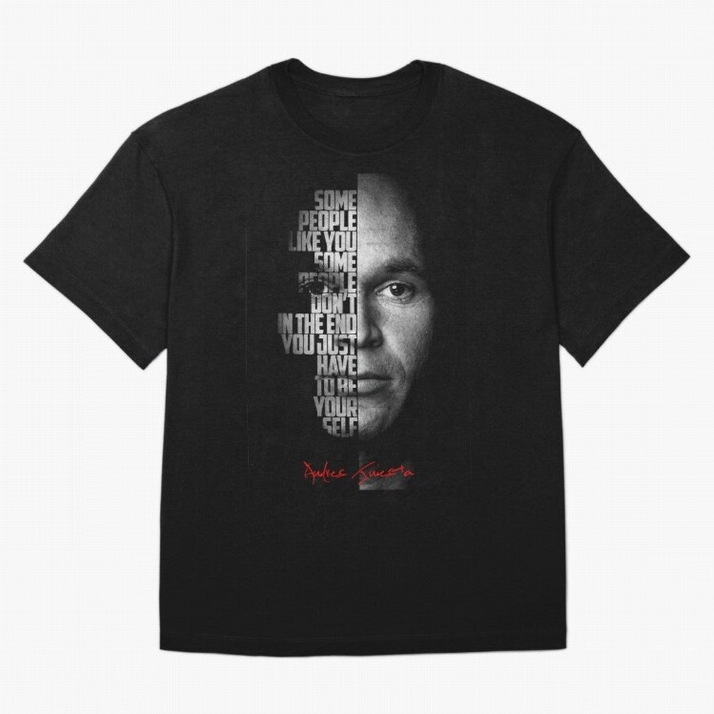 Black and white Andres Iniesta Quote. Oversized T-Shirt Keep Football History Alive during Global Football Passion for FIFA World Cup 2026 Group Stage, Built around Messi, CR7 and Mbappe, Argentina, France and Brazil, Global Supporter Spirit,