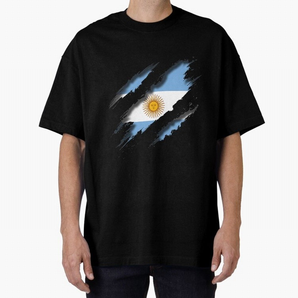 Argentina Tearing a New One Oversized T-Shirt Support Your Favorite Stars during Global Football Passion for FIFA World Cup 2026, Centered on Mbappe, Brazil, Portugal and Argentina, Global Supporter Spirit, Legendary Goals, National Colors and