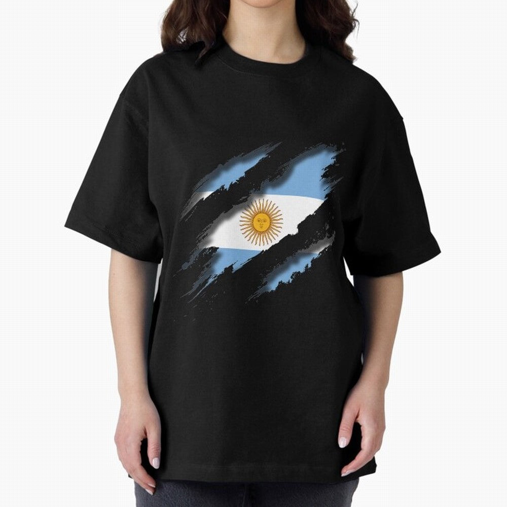 Argentina Tearing a New One Oversized T-Shirt Support Your Favorite Stars during Global Football Passion for FIFA World Cup 2026, Centered on Mbappe, Brazil, Portugal and Argentina, Global Supporter Spirit, Legendary Goals, National Colors and