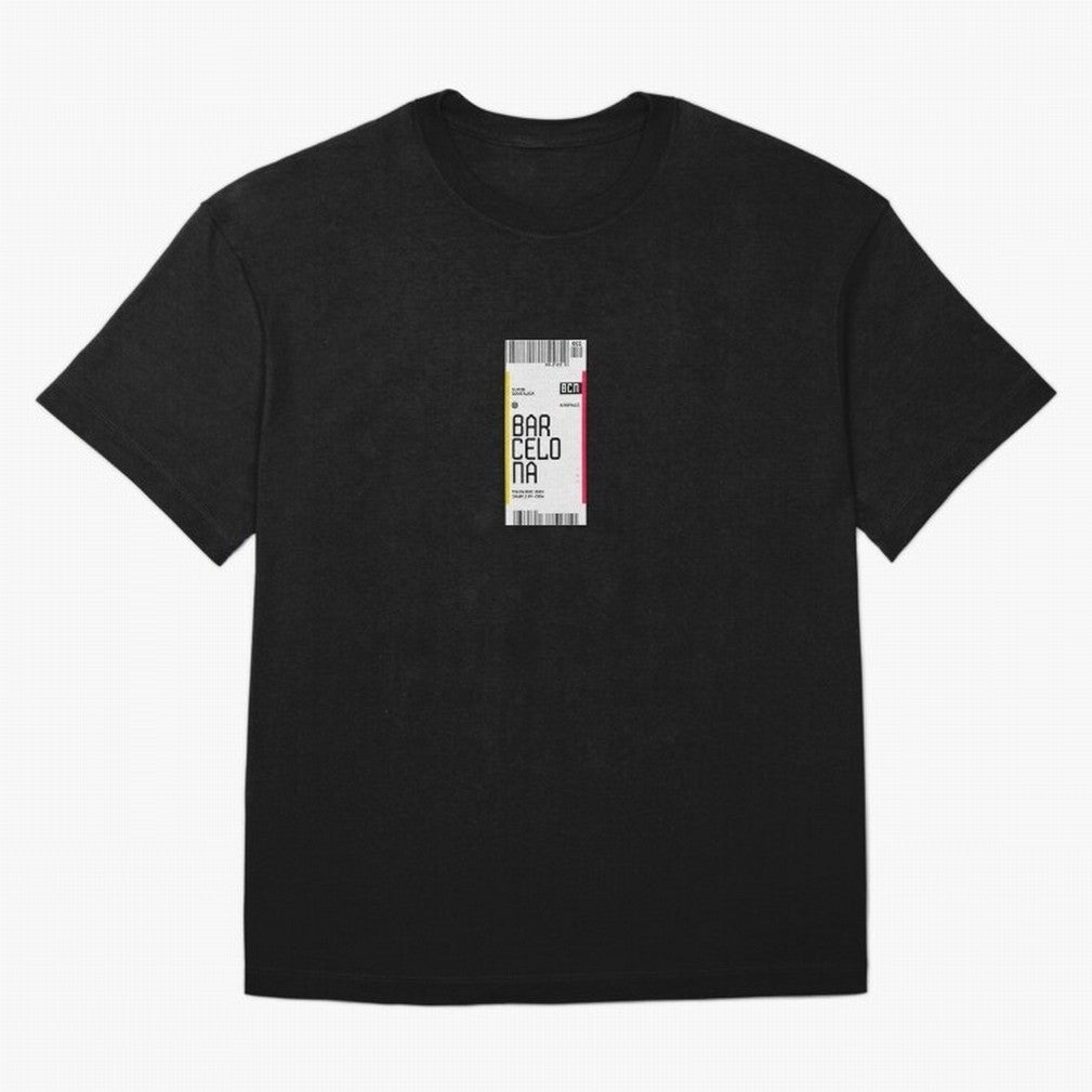 Barcelona Boarding Pass Sparin Travel Ticket Classic T-Shirt Turn Up for FIFA World Cup 2026 USA Canada Mexico for Fans of Neymar and Portugal, Bringing Football History, Final Match Energy, Crowd Noise and Once in a Lifetime Moments; Perfect for