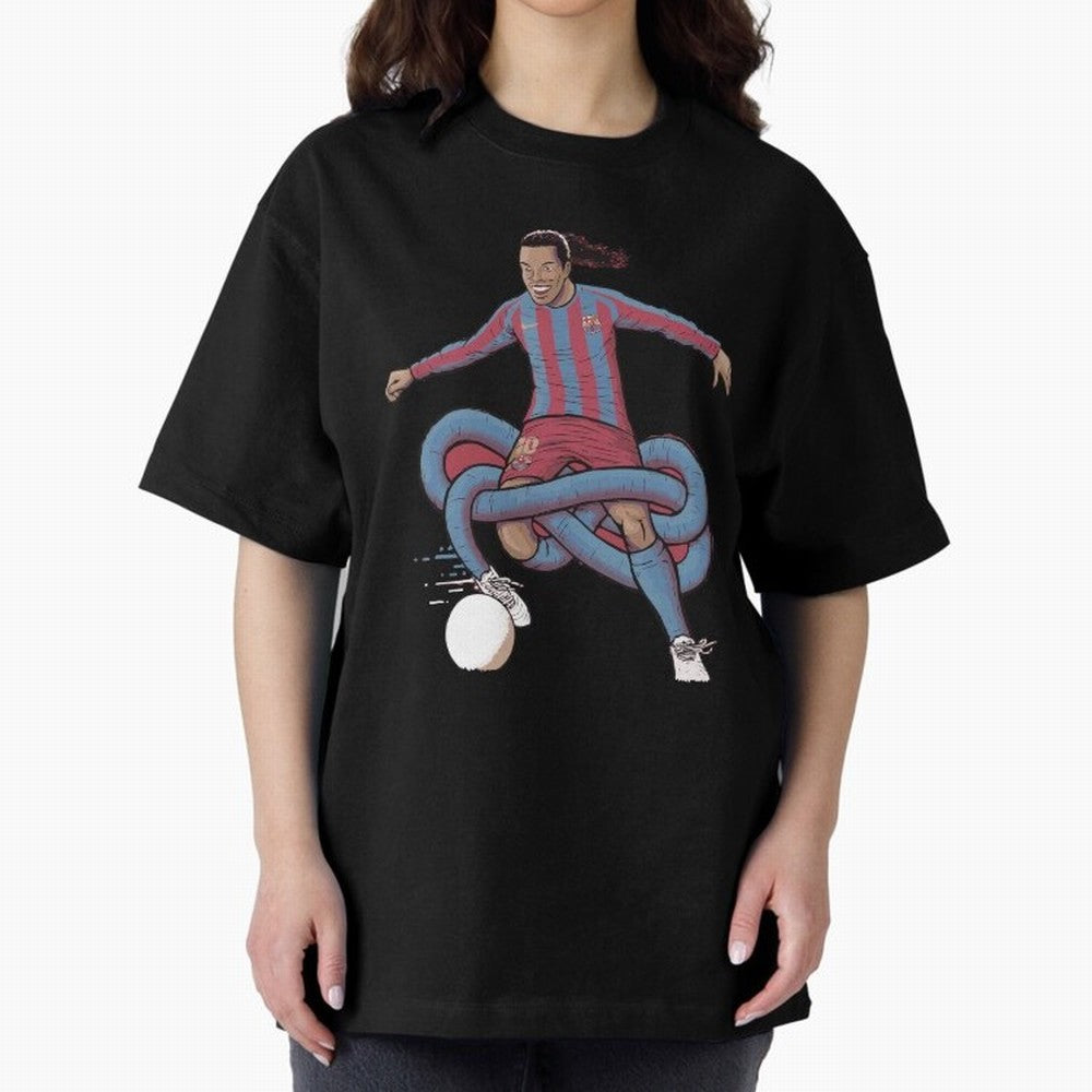 Ronaldinho Oversized T-Shirt Embrace FIFA World Cup 2026 with Mbappe and Neymar, Spain Energy, Sports Nostalgia, International Competition, Famous Players and Unforgettable Victories; Made for Collectors Who Enjoy Iconic Players, Country Pride,