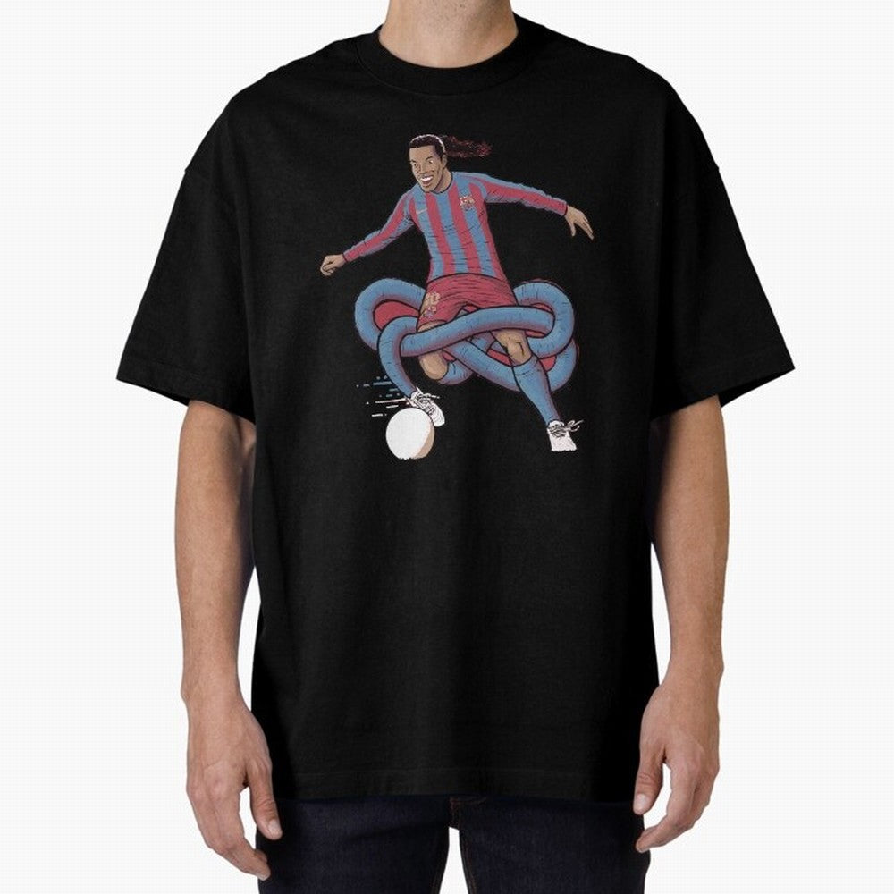 Ronaldinho Oversized T-Shirt Embrace FIFA World Cup 2026 with Mbappe and Neymar, Spain Energy, Sports Nostalgia, International Competition, Famous Players and Unforgettable Victories; Made for Collectors Who Enjoy Iconic Players, Country Pride,