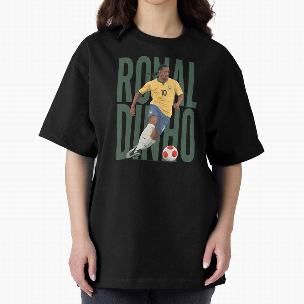 Ronaldinho Gaucho in action Minimalist Graphic Premium T-Shirt Celebrate Unforgettable Nights in the FIFA World Cup 2026 Group Stage Journey through Messi, CR7 and Mbappe Highlights, Portugal Pride, Sports Nostalgia, International Competition,