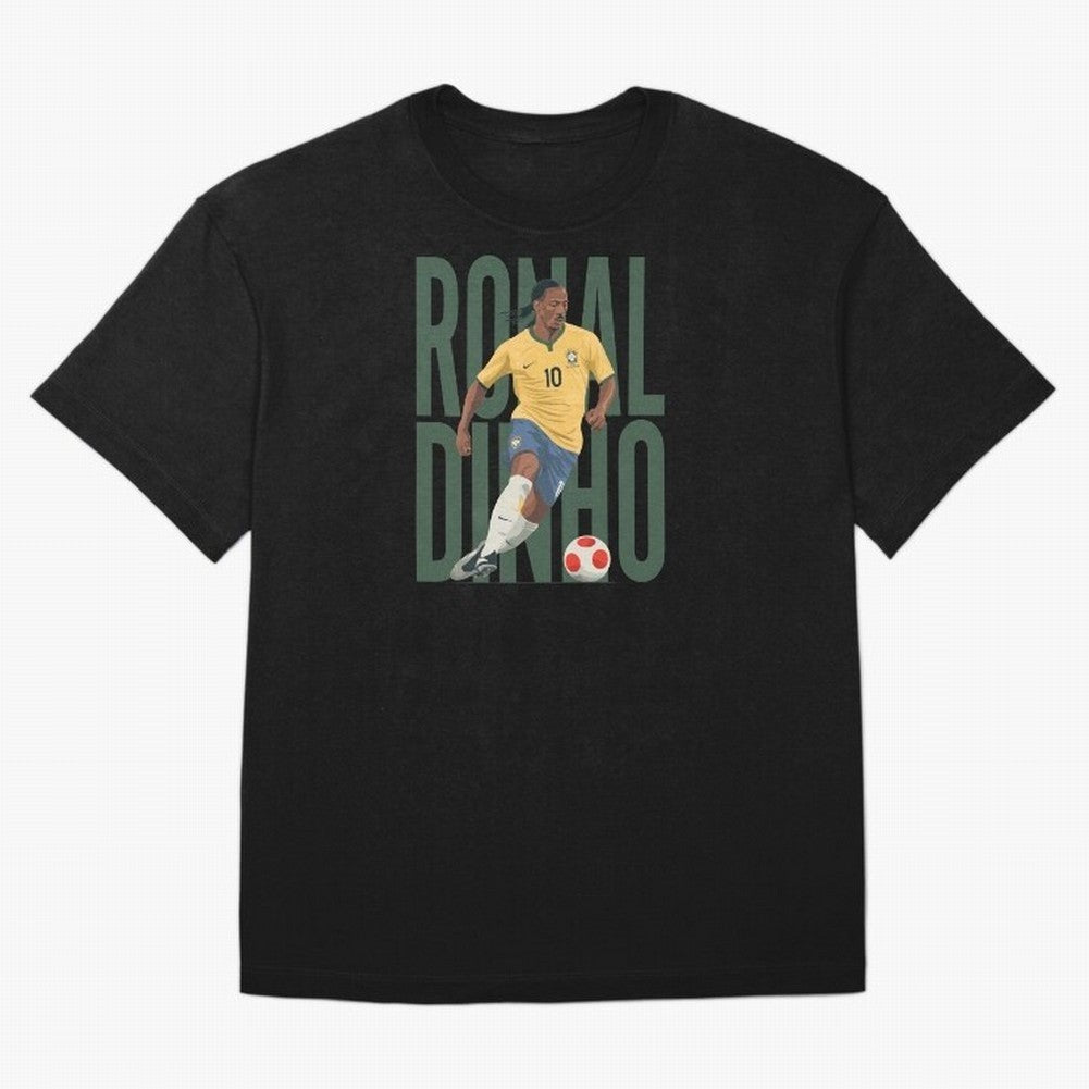 Ronaldinho Gaucho in action Minimalist Graphic Premium T-Shirt Celebrate Unforgettable Nights in the FIFA World Cup 2026 Group Stage Journey through Messi, CR7 and Mbappe Highlights, Portugal Pride, Sports Nostalgia, International Competition,