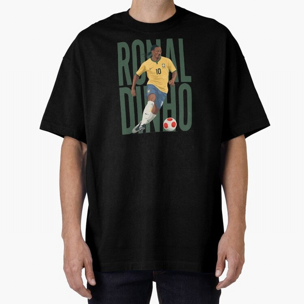 Ronaldinho Gaucho in action Minimalist Graphic Premium T-Shirt Celebrate Unforgettable Nights in the FIFA World Cup 2026 Group Stage Journey through Messi, CR7 and Mbappe Highlights, Portugal Pride, Sports Nostalgia, International Competition,