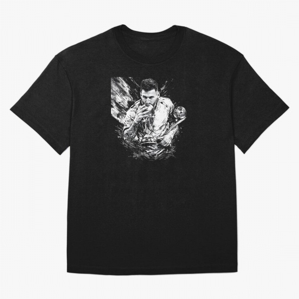 Eternal Glory ¨C Inked Champion Tribute Messi Premium T-Shirt Represent Global Football Passion for FIFA World Cup 2026 Group Stage, Inspired by Neymar, Spain, Championship Spirit, Famous Goals, Roaring Crowds and International Football Unity; Made