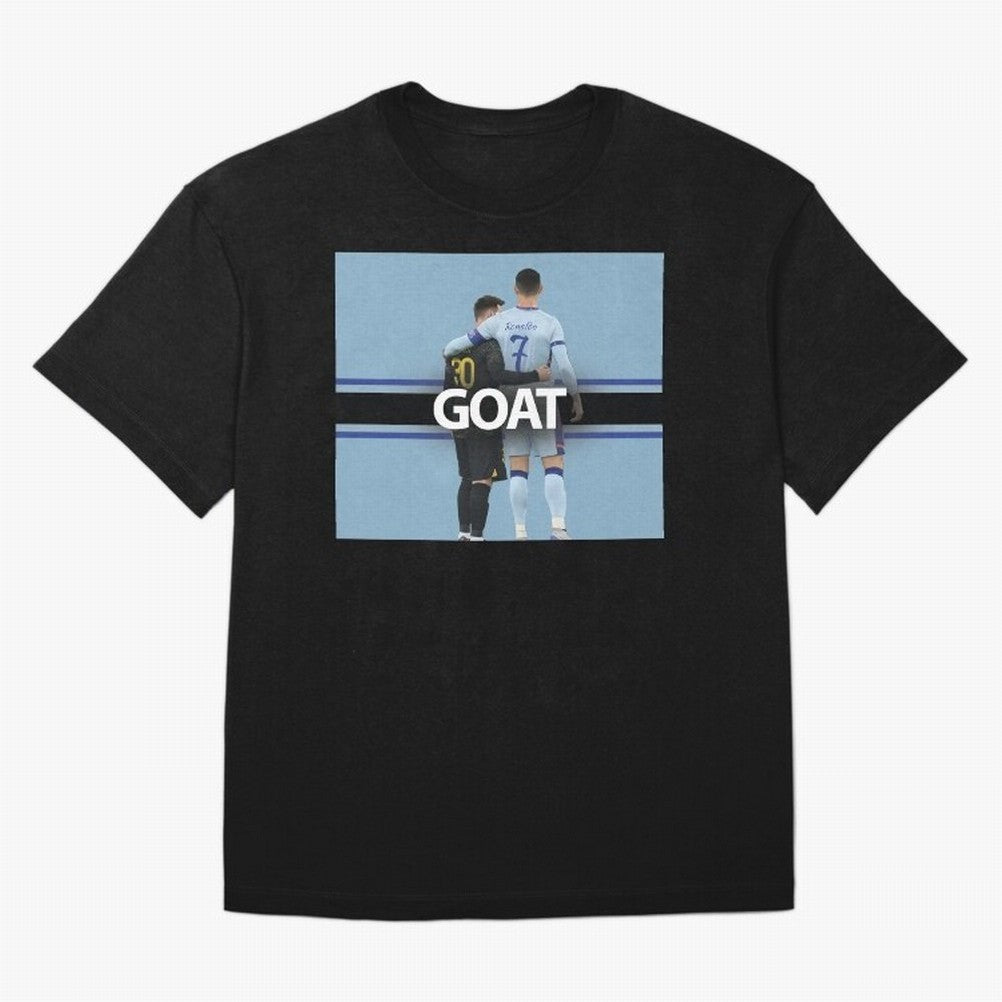 The Two Goats Messi & Ronaldo Premium T-Shirt Celebrate Football Heritage in Global Football Passion for FIFA World Cup 2026 USA Canada Mexico, Inspired by Neymar, England and Germany, Classic Soccer Heritage, Championship Pressure, Fan Loyalty and