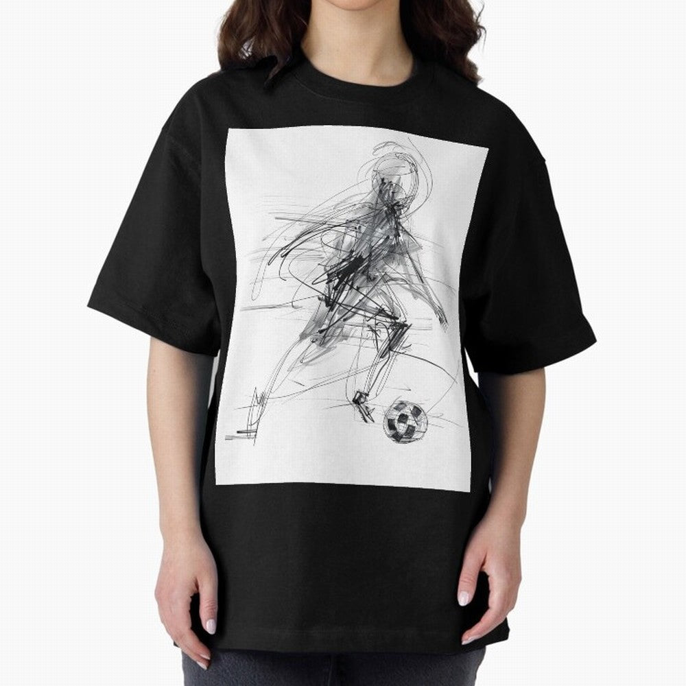 Abstract Soccer Player Sketch ¡ª Minimal Line Art Design Premium T-Shirt Honor the Beautiful Game during the FIFA World Cup 2026 Group Stage Journey through CR7 Highlights, Portugal, Spain and Germany Pride, Soccer Culture, Superstar Moments,