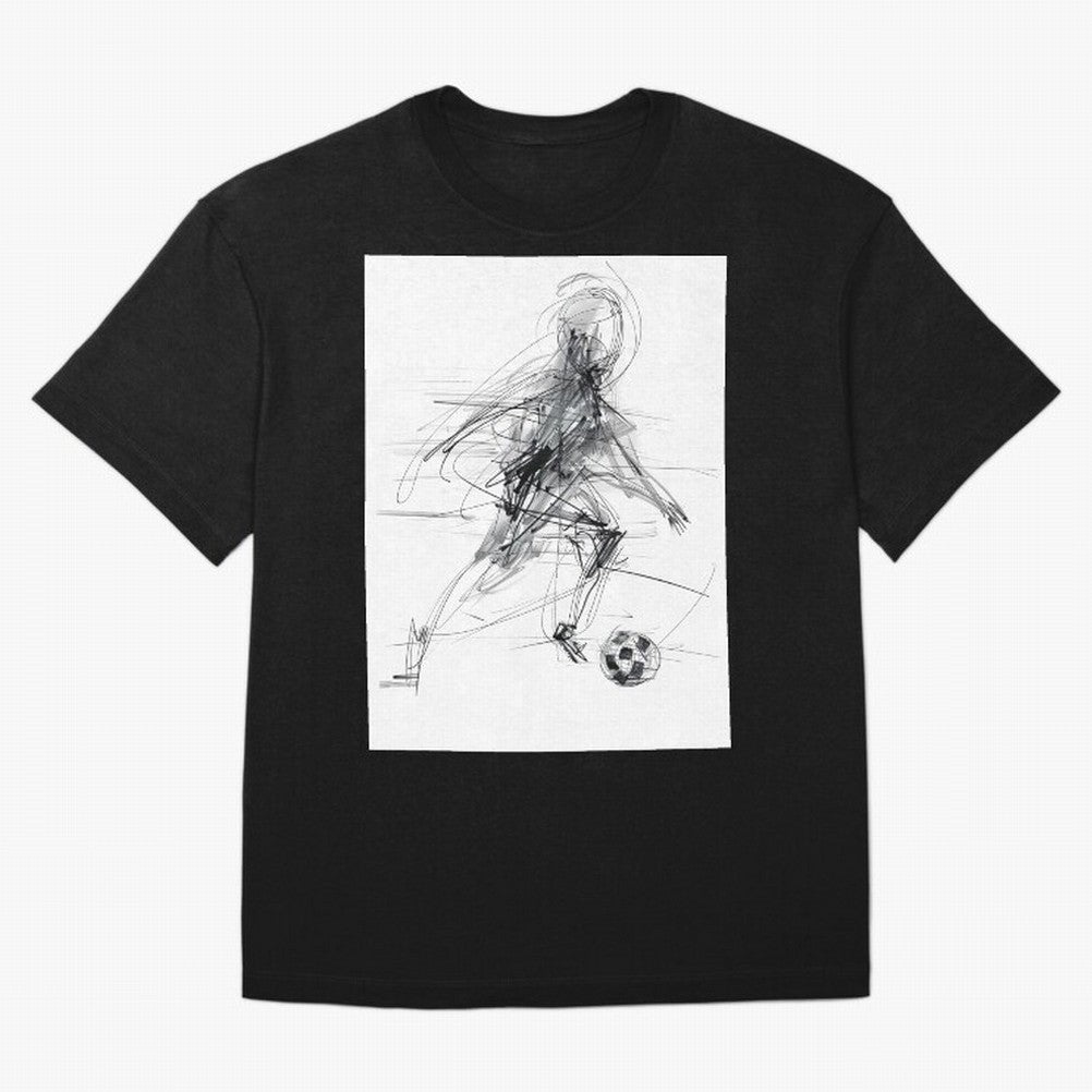 Abstract Soccer Player Sketch ¡ª Minimal Line Art Design Premium T-Shirt Honor the Beautiful Game during the FIFA World Cup 2026 Group Stage Journey through CR7 Highlights, Portugal, Spain and Germany Pride, Soccer Culture, Superstar Moments,