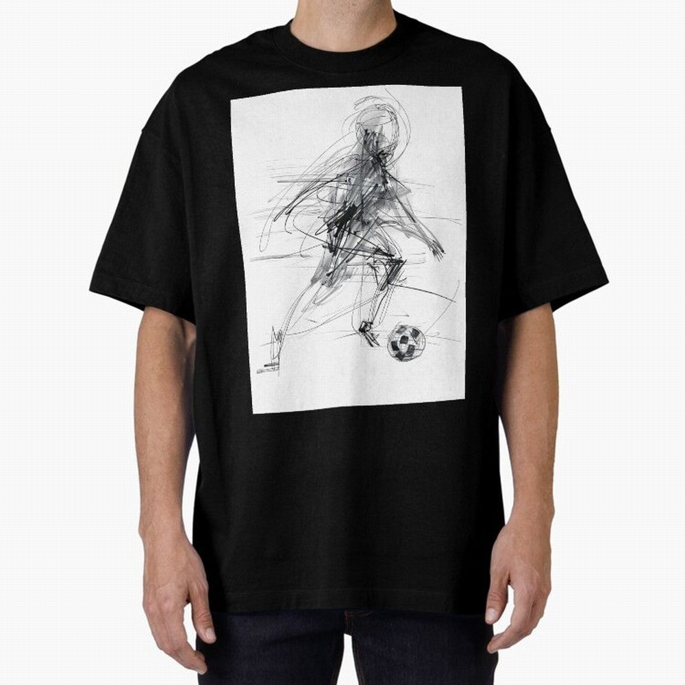 Abstract Soccer Player Sketch ¡ª Minimal Line Art Design Premium T-Shirt Honor the Beautiful Game during the FIFA World Cup 2026 Group Stage Journey through CR7 Highlights, Portugal, Spain and Germany Pride, Soccer Culture, Superstar Moments,
