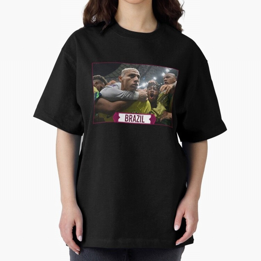 Brazil World Cup Oversized T-Shirt Represent FIFA World Cup 2026 Group Stage Celebrating Messi, Neymar and Mbappe, Portugal Energy, Soccer Culture, Superstar Moments, National Team Dreams and Competitive Fire; Perfect for People Who Love Argentina,