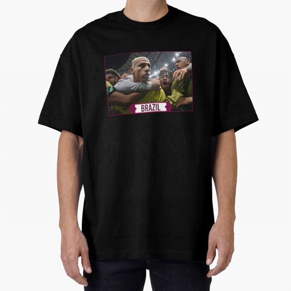 Brazil World Cup Oversized T-Shirt Represent FIFA World Cup 2026 Group Stage Celebrating Messi, Neymar and Mbappe, Portugal Energy, Soccer Culture, Superstar Moments, National Team Dreams and Competitive Fire; Perfect for People Who Love Argentina,