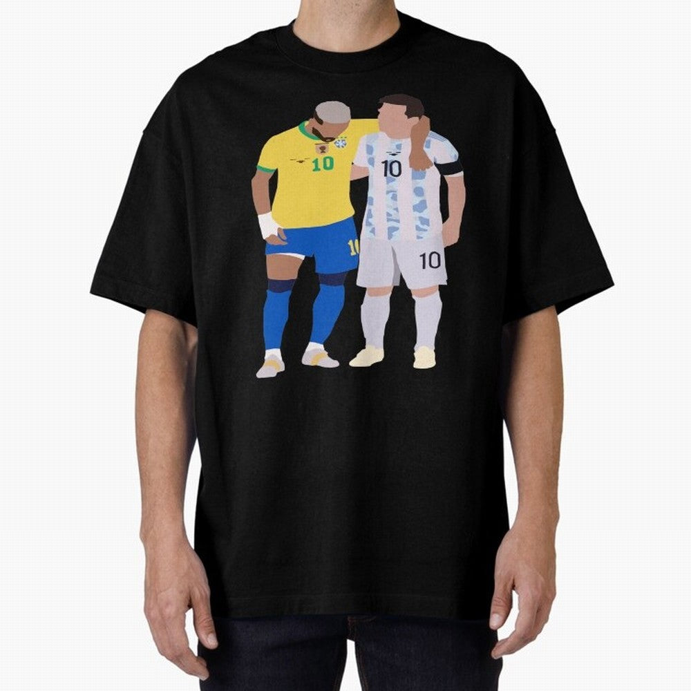 Messi and Neymar Copa America Friends Oversized T-Shirt Treasure FIFA World Cup 2026 Group Stage for Fans of Cristiano Ronaldo and Portugal, Spain and Germany, Bringing Sports Nostalgia, International Competition, Famous Players and Unforgettable