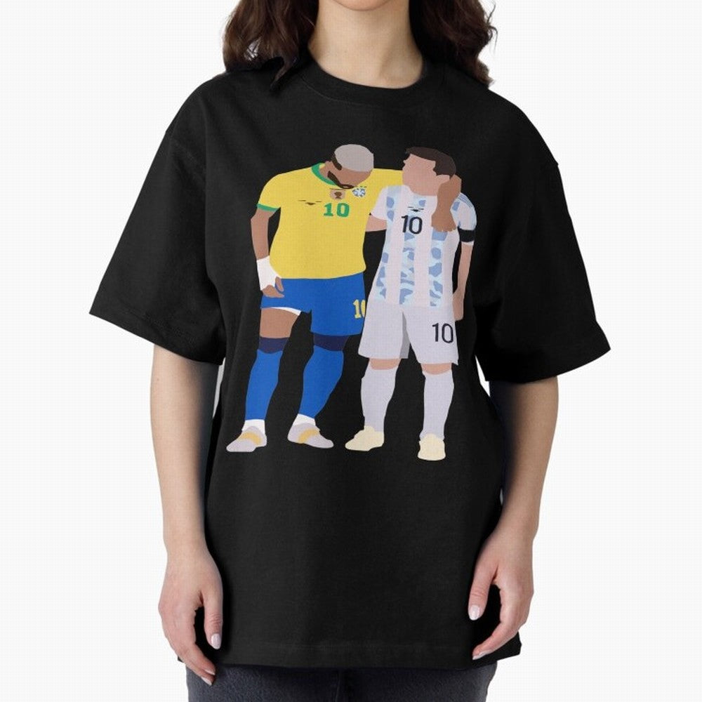 Messi and Neymar Copa America Friends Oversized T-Shirt Treasure FIFA World Cup 2026 Group Stage for Fans of Cristiano Ronaldo and Portugal, Spain and Germany, Bringing Sports Nostalgia, International Competition, Famous Players and Unforgettable