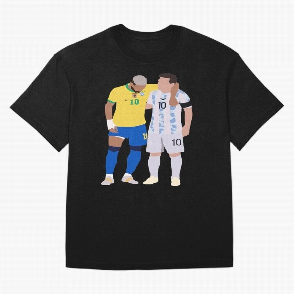 Messi and Neymar Copa America Friends Oversized T-Shirt Treasure FIFA World Cup 2026 Group Stage for Fans of Cristiano Ronaldo and Portugal, Spain and Germany, Bringing Sports Nostalgia, International Competition, Famous Players and Unforgettable