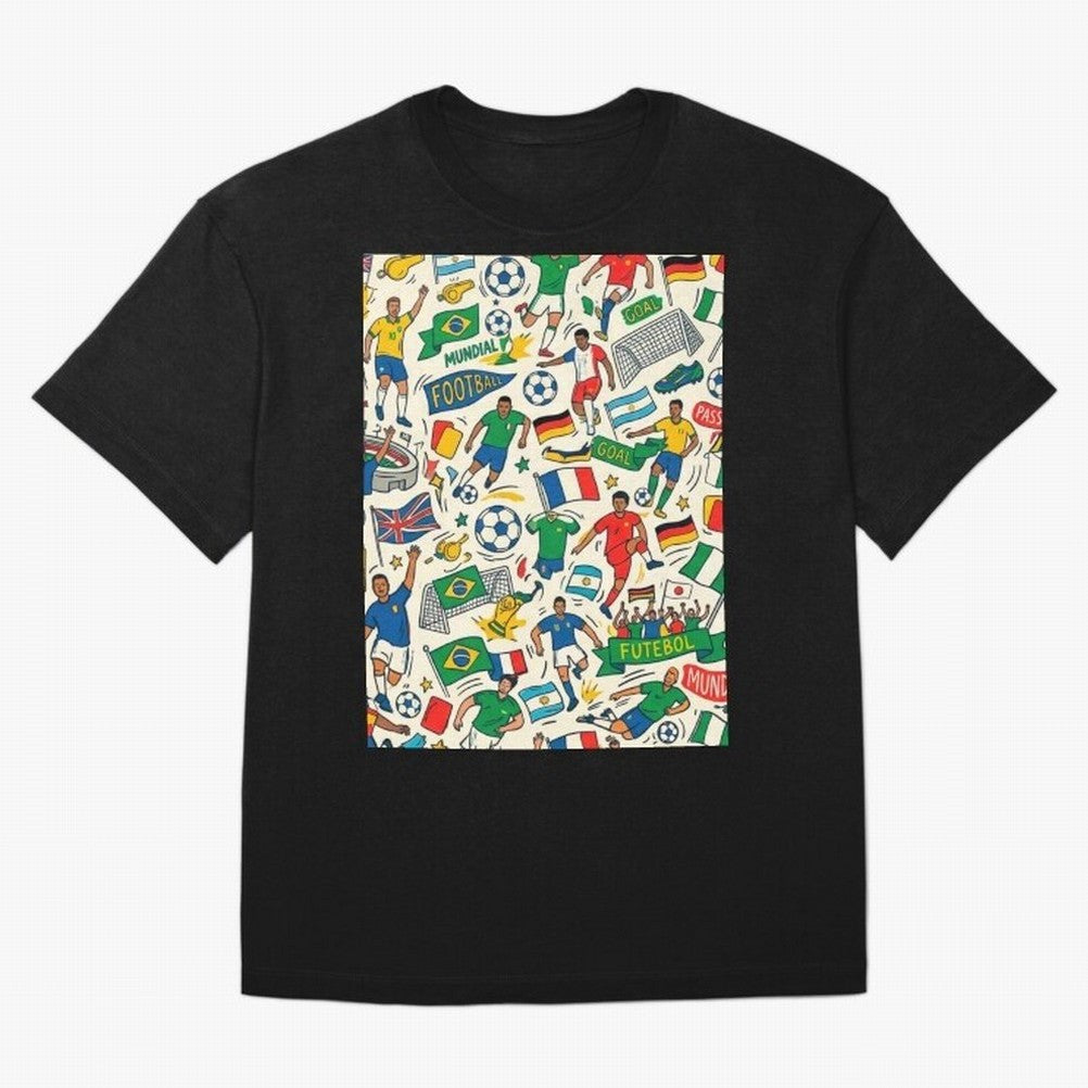 World Cup 2026: Global Football Fever Oversized T-Shirt Bring a Vintage Feel to Match Day Hype around FIFA World Cup 2026 Group Stage, Mbappe, France, Championship Spirit, Famous Goals, Roaring Crowds and International Football Unity; Great for