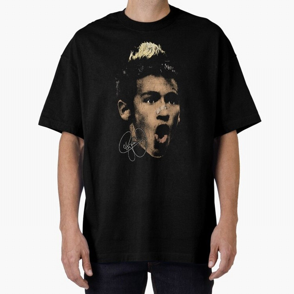Young Neymar Illustration Oversized T-Shirt Capture Stadium Memories from FIFA World Cup 2026 for Fans of Neymar and Portugal, Bringing Worldwide Fan Energy, Dramatic Goals, Stadium Lights and Championship Celebrations; Made for Collectors Who
