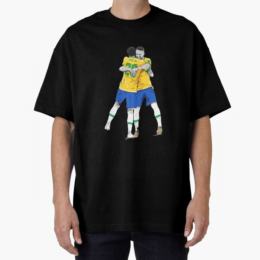 BRAZIL Neymar Jr and Vini Jr World Cup Celebration Oversized T-Shirt Unlock FIFA World Cup 2026 USA Canada Mexico Spirit, with Netherlands, Messi, CR7 and Mbappe, Supporter Pride, Iconic Celebrations, Legendary Names and Global Match Day Energy;
